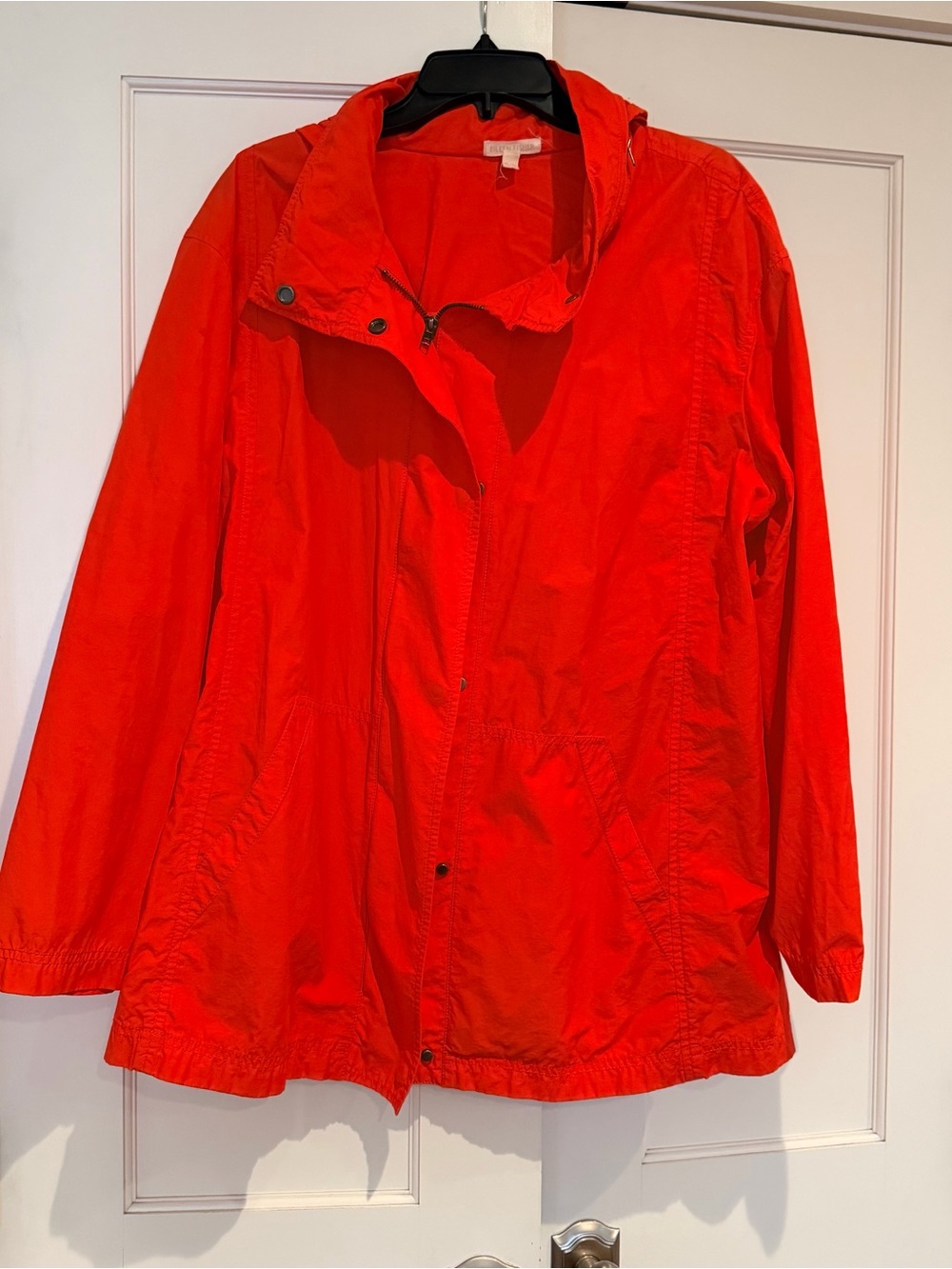 Eileen Fisher Bright Red Utility Jacket with Zip Front